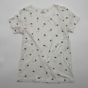 J.Crew Collector Tee Womens Small White Black Camera Print Short Sleeve T-Shirt